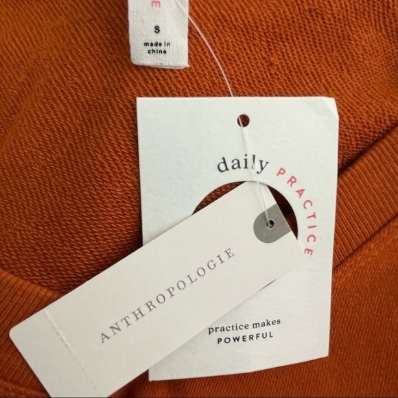 Anthropology Daily Practice orange top polka dot sleeve NWT small - Picture 7 of 7